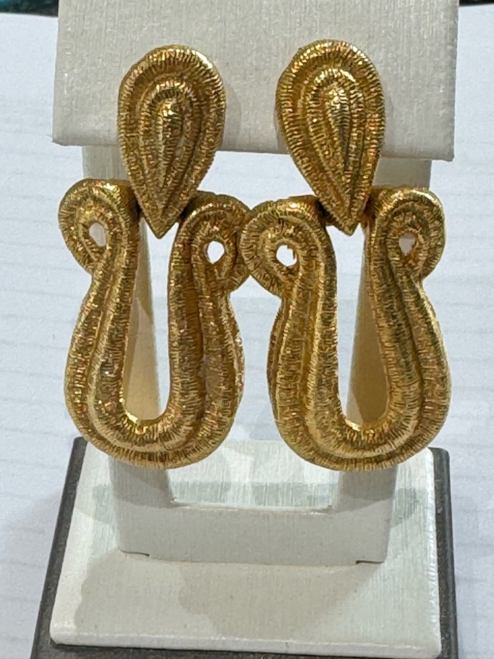 Givenchy Vintage Etruscan Style Doorknocker Earrings Goldtone - Picture 5 of 12